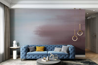 Soothing abstract mural with blended gradient tones on living room walls.