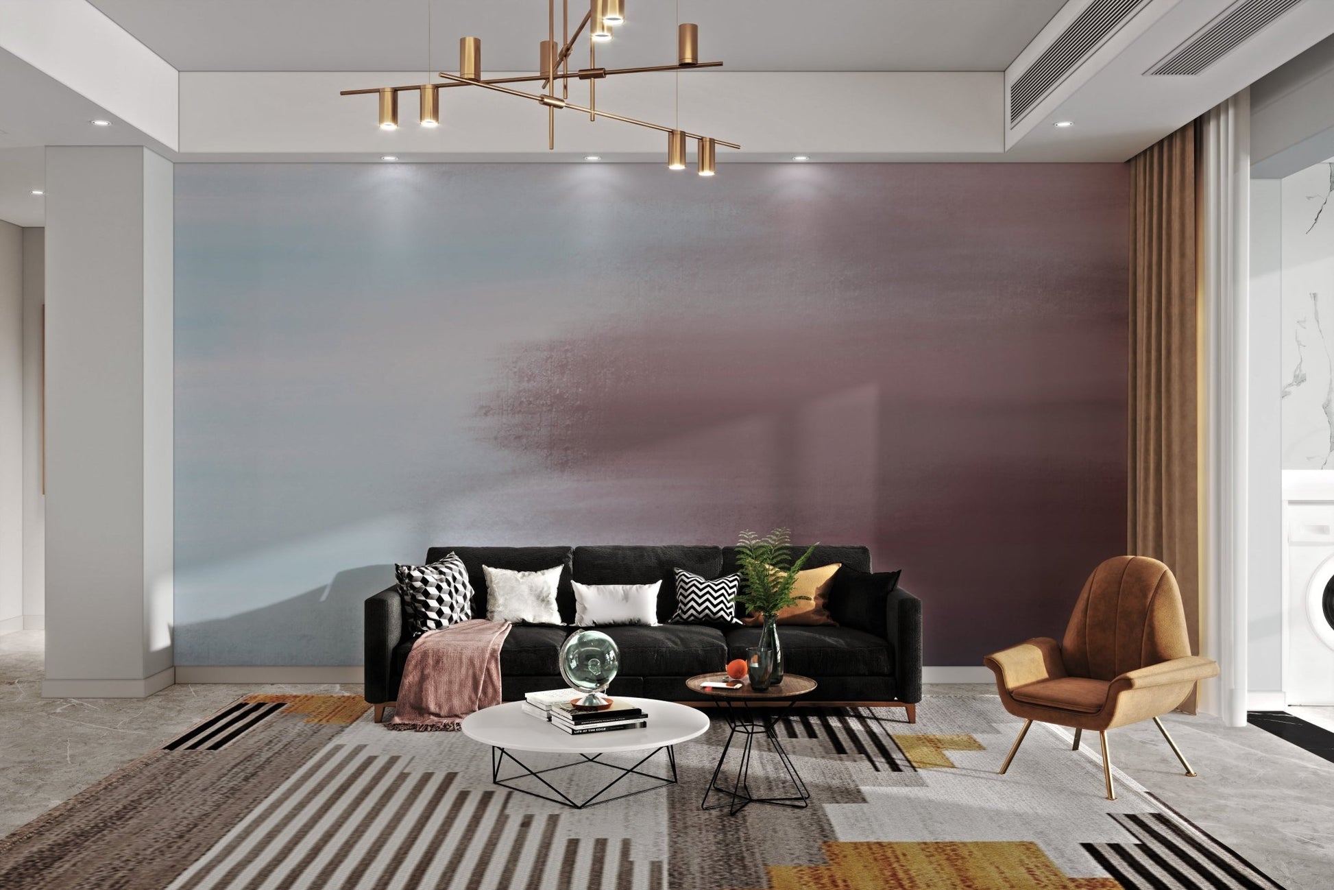 Subtle painted gradient wall mural with contemporary abstract style.