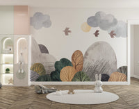 Soothing abstract nature wall mural design
