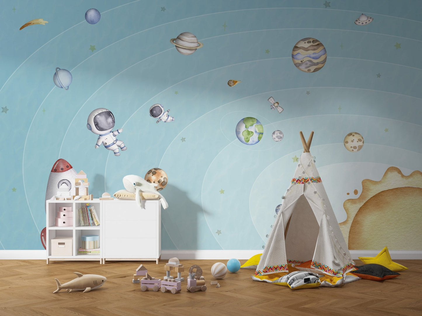 Space Joy Light Wall Mural - Wallanza