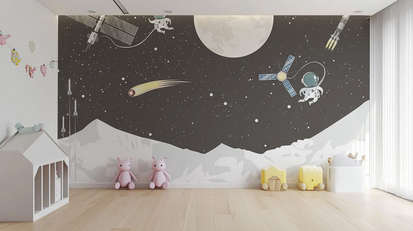 Space Mission Astronaut Wall Mural - Wallanza