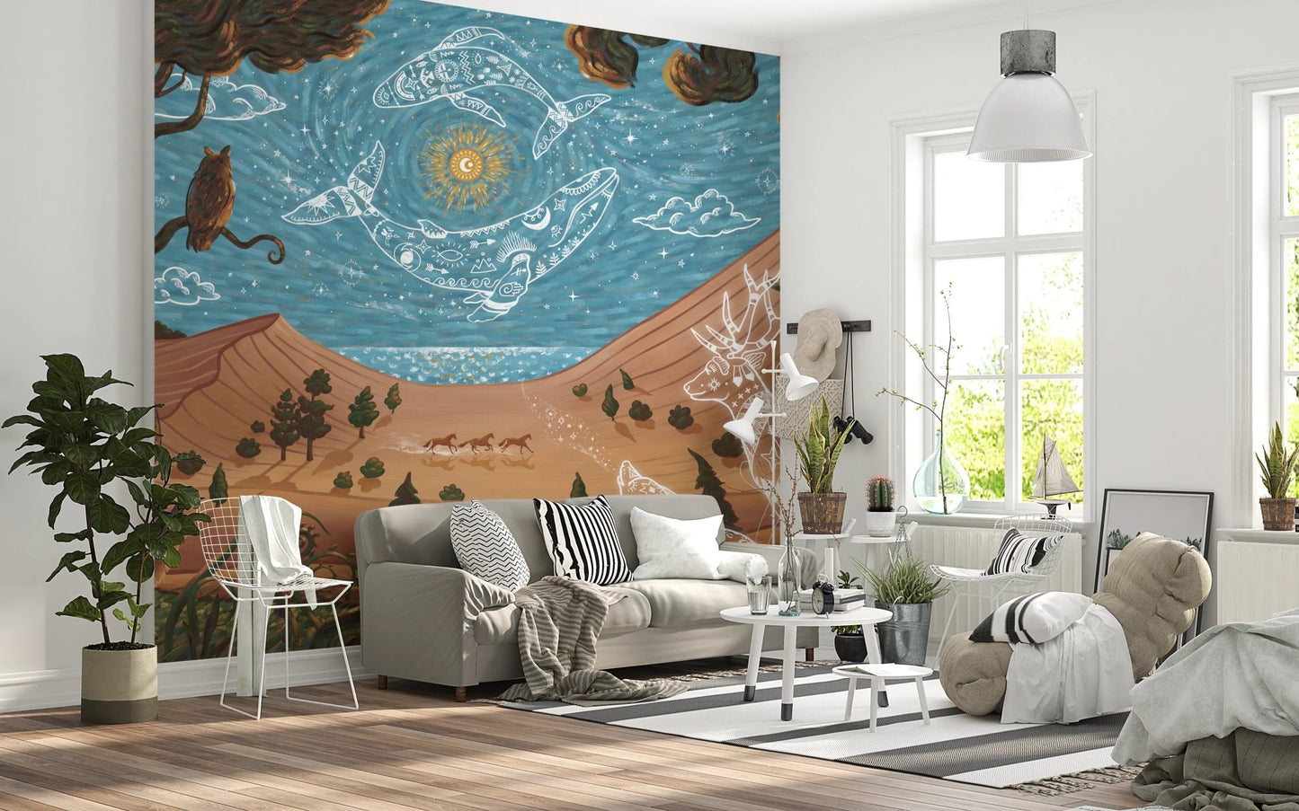 Spirit Night Wall Mural used as a feature wall in a sunlit residential space.
