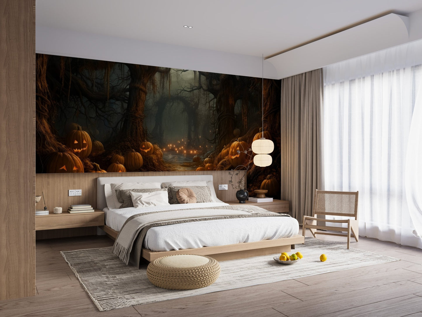 Spooky Pumpkin Forest Halloween Wallpaper - Wallanza