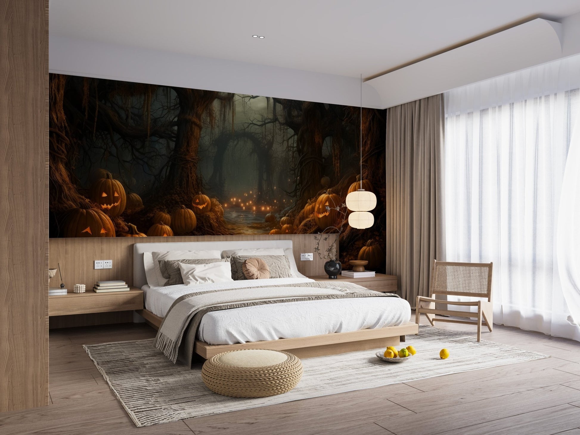 Spooky Pumpkin Forest Halloween Wallpaper - Wallanza