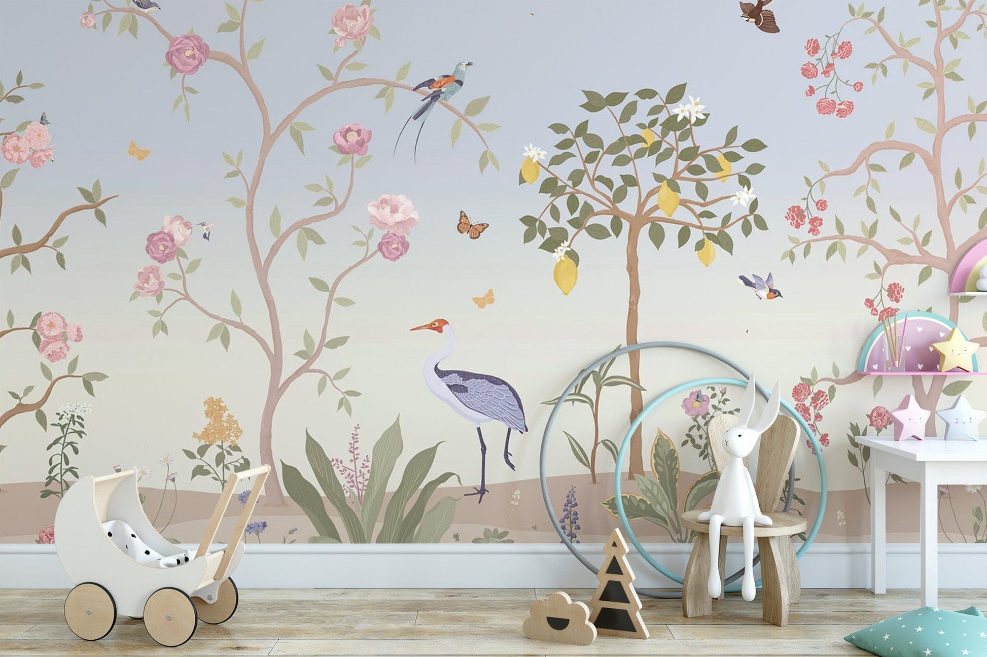 Spring Floral Chinoiserie Wall Mural - Wallanza
