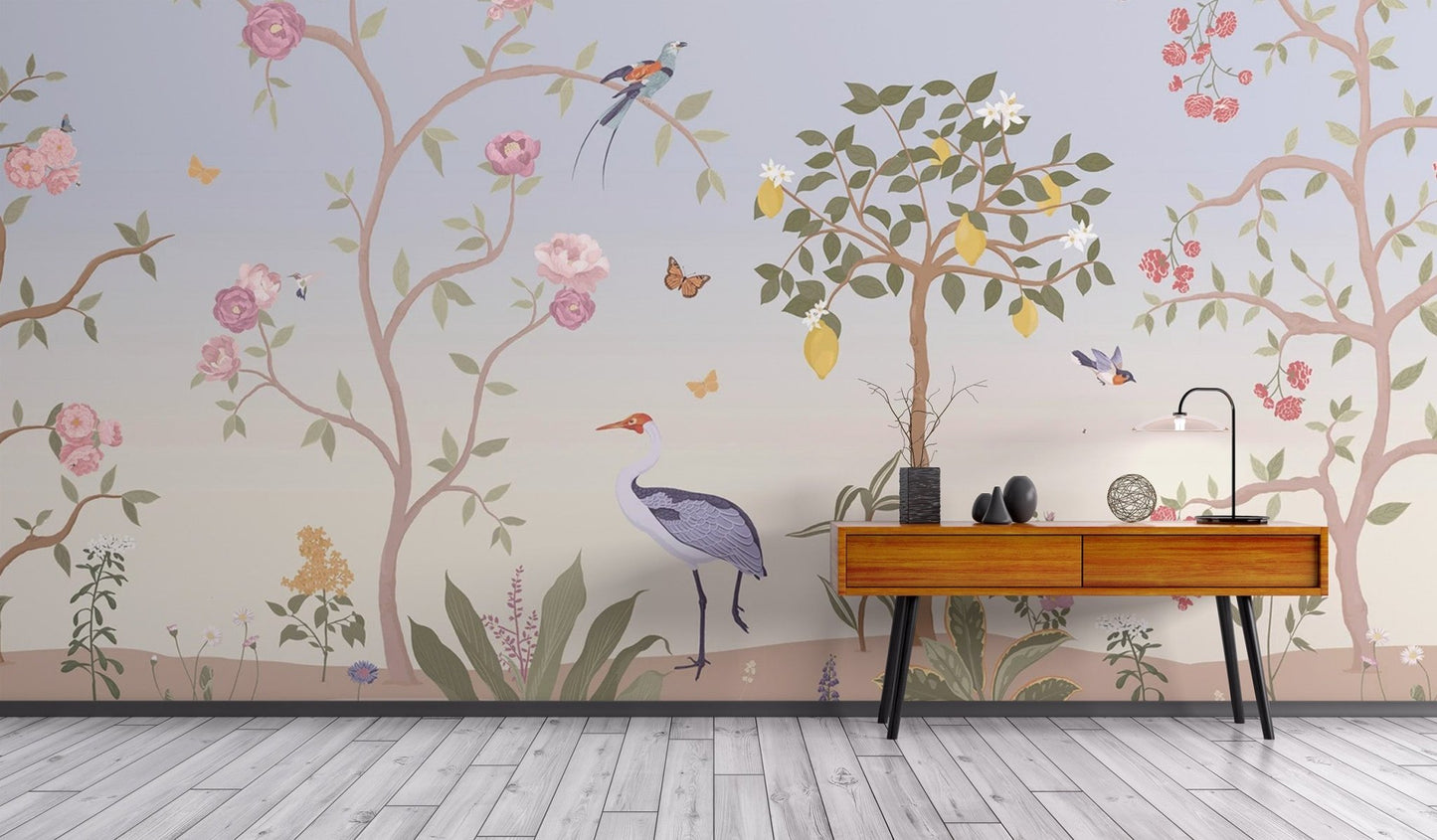 Spring Floral Chinoiserie Wall Mural - Wallanza