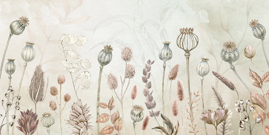 Autumnal Blooms Watercolor Wall Mural
