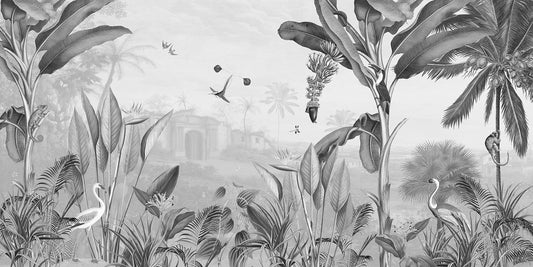 Flora Monochrome Panorama Mural
