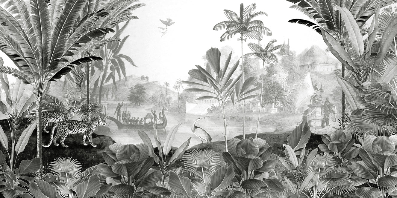 Monochrome Leopard Landscape Mural