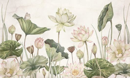 Botanical Serenity Water Lily Mural