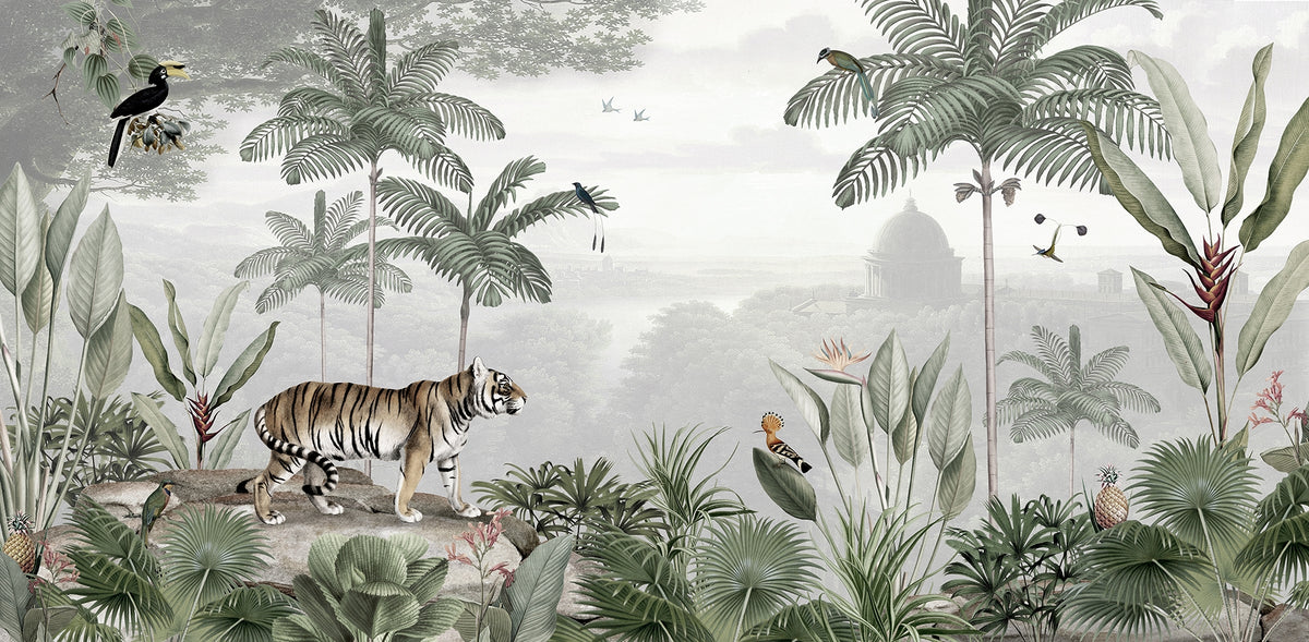 Jungle Tiger Wall Mural in your room — zoomed