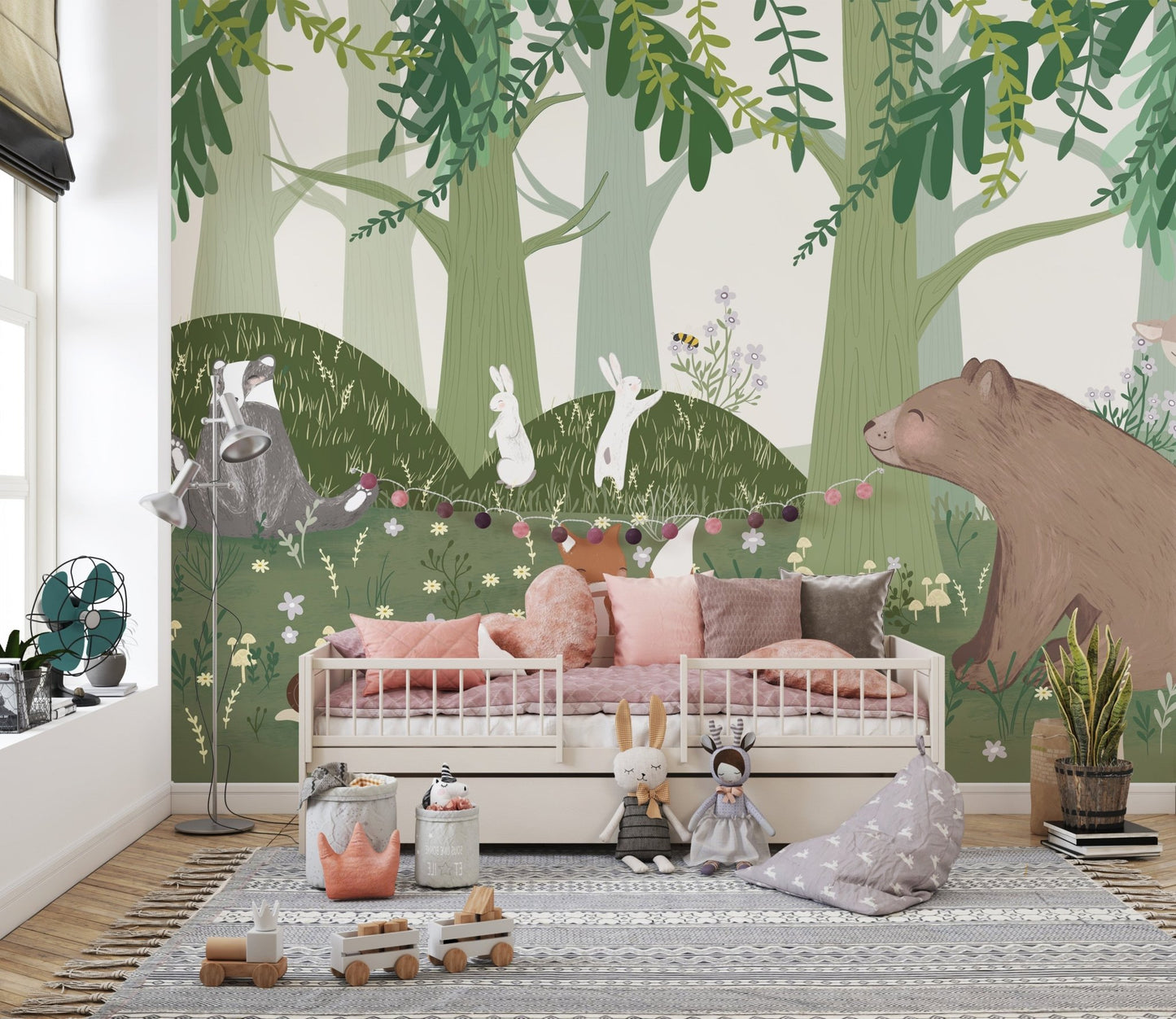 Starlit Bear Family Wall Mural - Wallanza