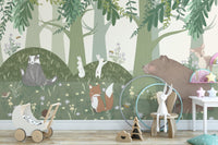 Starlit Bear Family Wall Mural - Wallanza