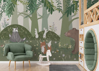Starlit Bear Family Wall Mural - Wallanza