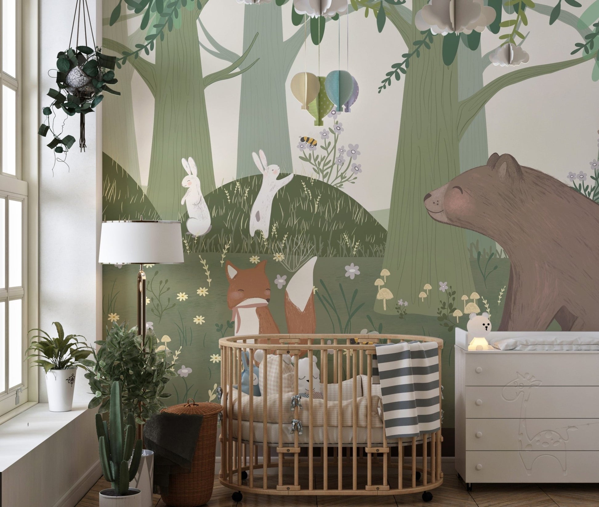 Starlit Bear Family Wall Mural - Wallanza