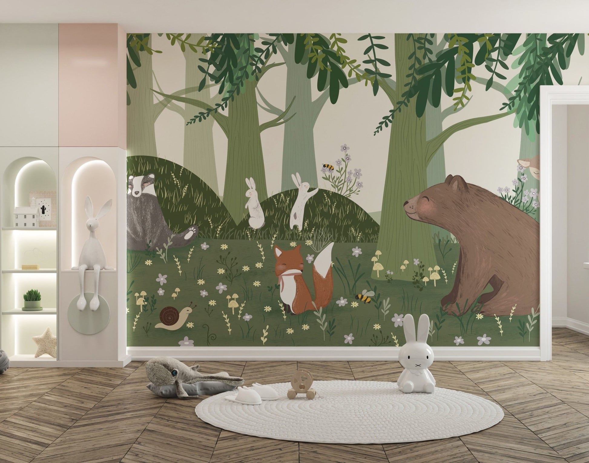 Starlit Bear Family Wall Mural - Wallanza
