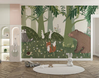 Starlit Bear Family Wall Mural - Wallanza