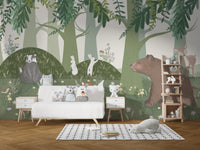Starlit Bear Family Wall Mural - Wallanza