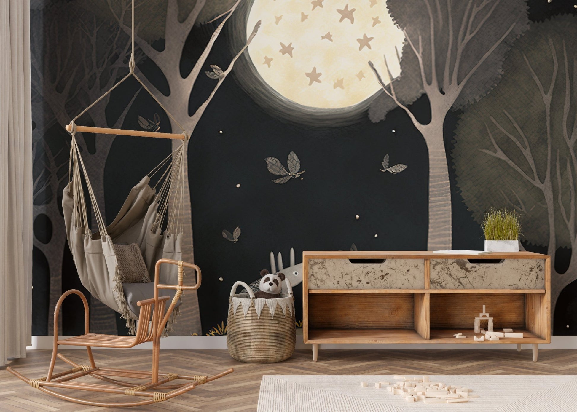 Starry Night Bear Wall Mural - Wallanza