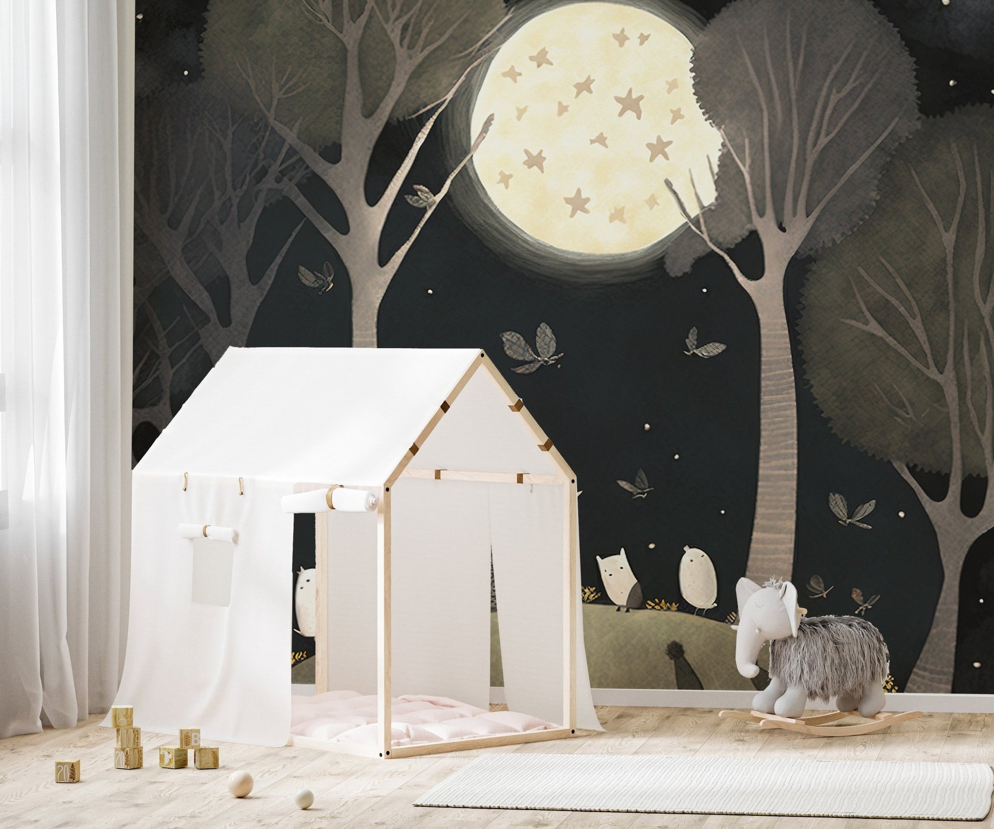 Starry Night Bear Wall Mural - Wallanza