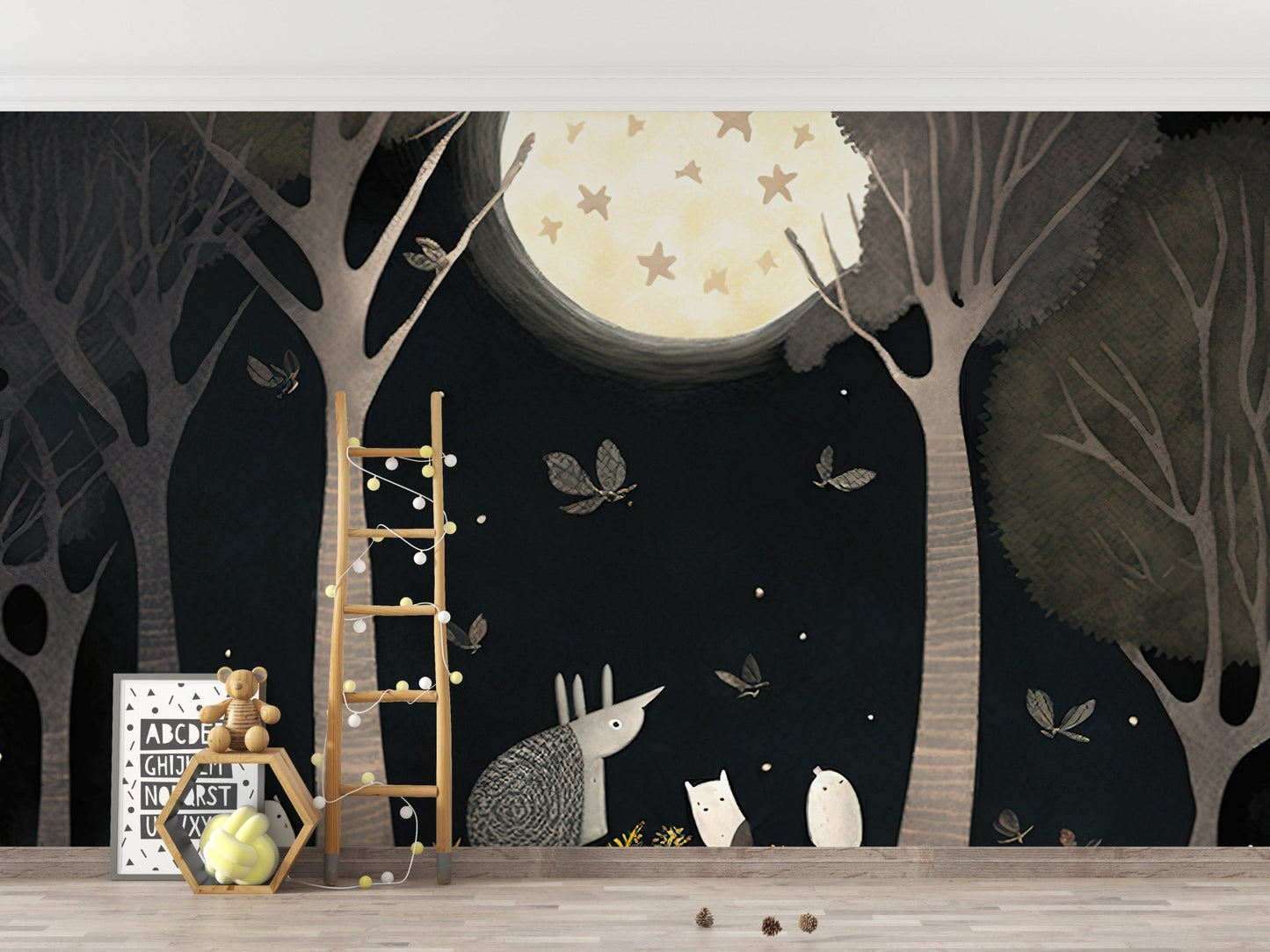 Starry Night Bear Wall Mural - Wallanza