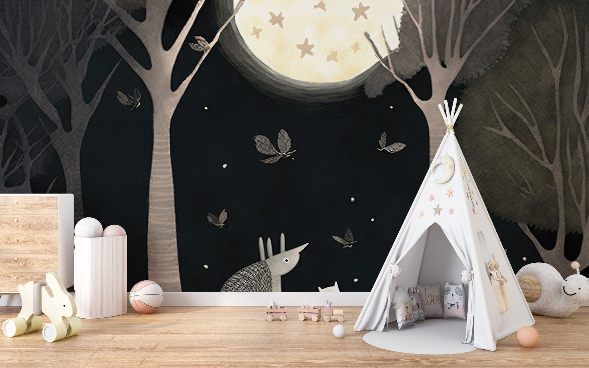 Starry Night Bear Wall Mural - Wallanza