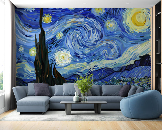 Van Gogh Starry Night Design Mural for living room.