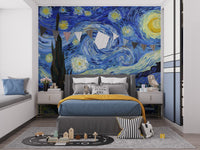 Van Gogh Starry Night Wall Mural for Modern kids bedroom Interiors