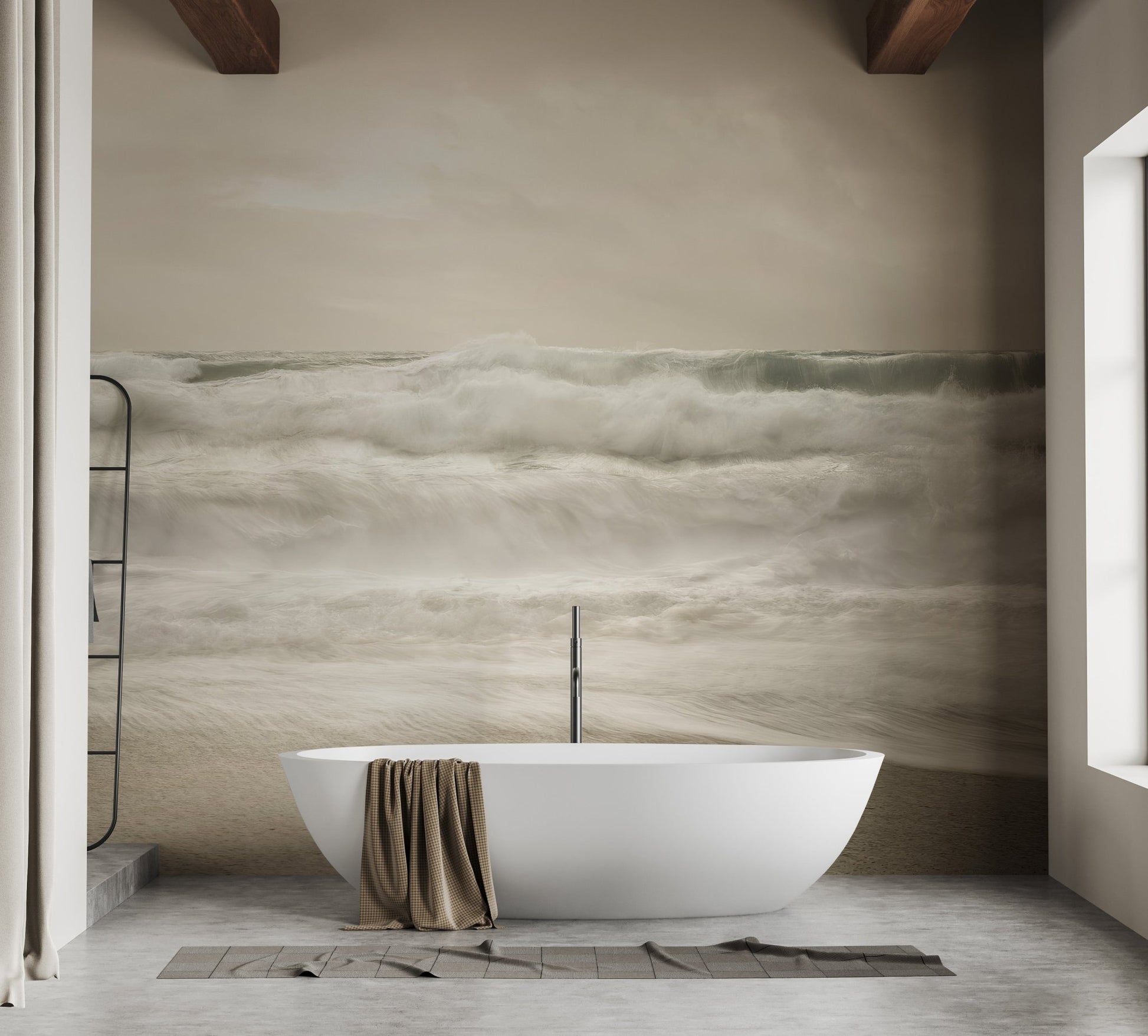Stormy Sea Foam Wallpaper Mural - Wallanza