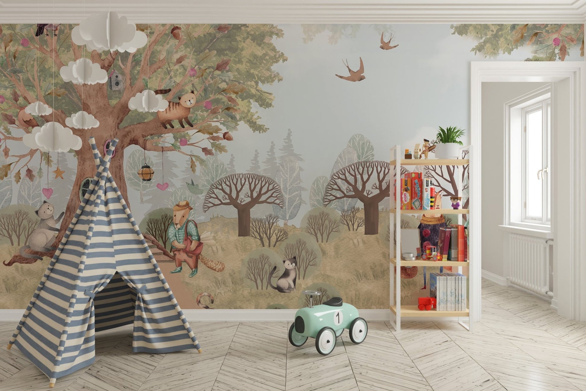 Storybook Animals Wallpaper Mural - Wallanza