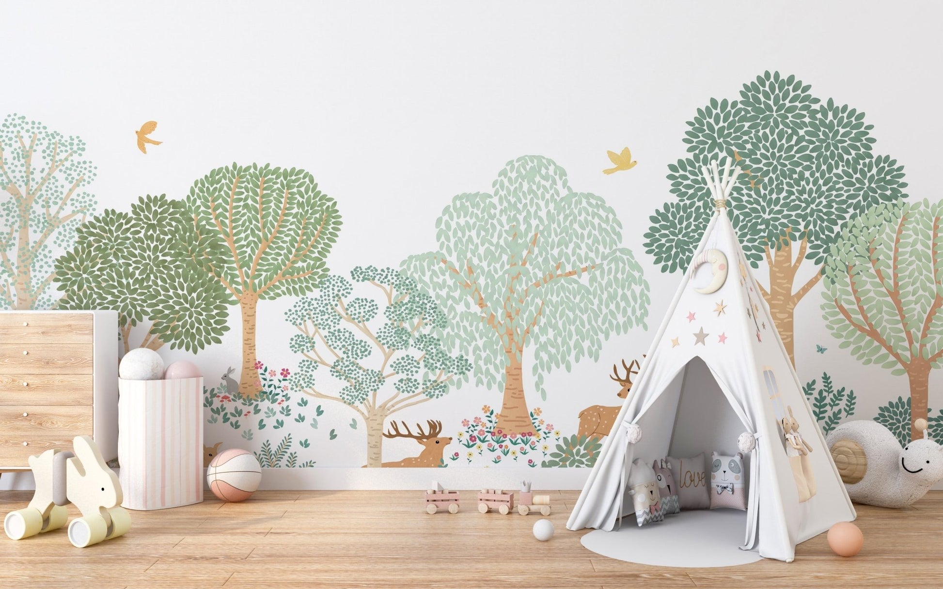 Storybook Deer Wallpaper Mural - Wallanza