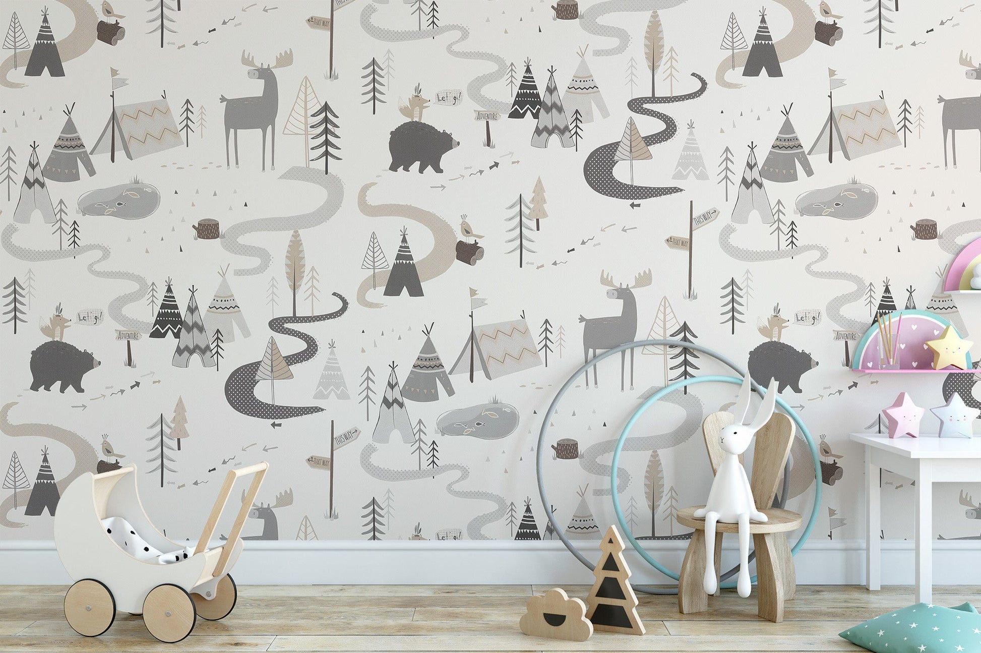 Forest road design for serene storybook decor
