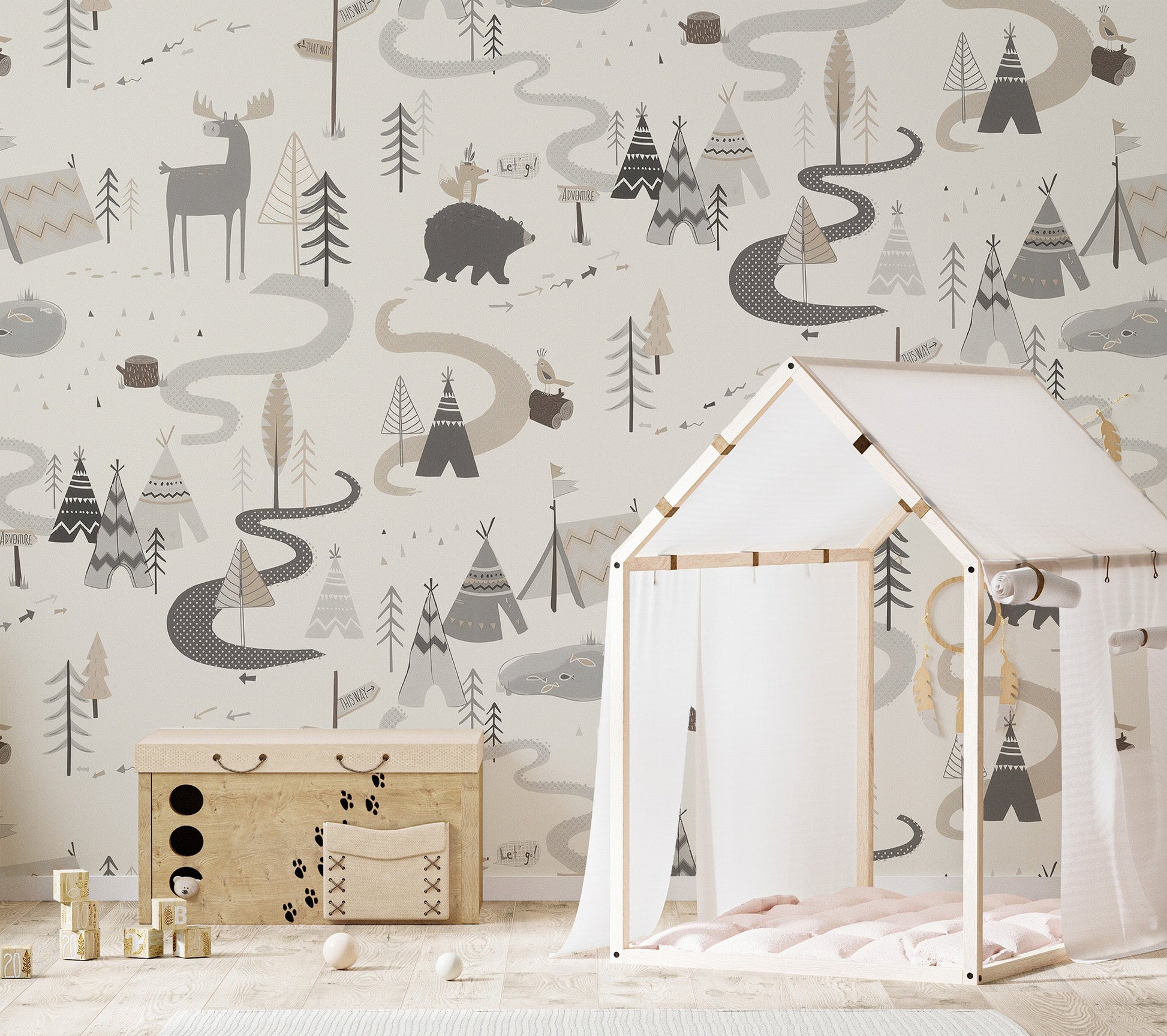 Storybook forest road with peaceful scenery
