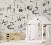 Storybook forest road with peaceful scenery
