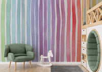 Striped Rainbow Splash Wall Mural for Vibrant Walls
