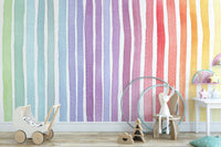 Striped Rainbow Splash Wall Mural for Trendy Spaces