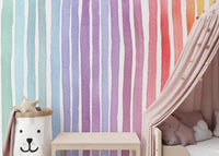 Striped Rainbow Splash Wall Mural for Bright Walls
