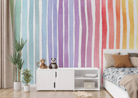 Striped Rainbow Splash Wall Mural for Colorful Walls
