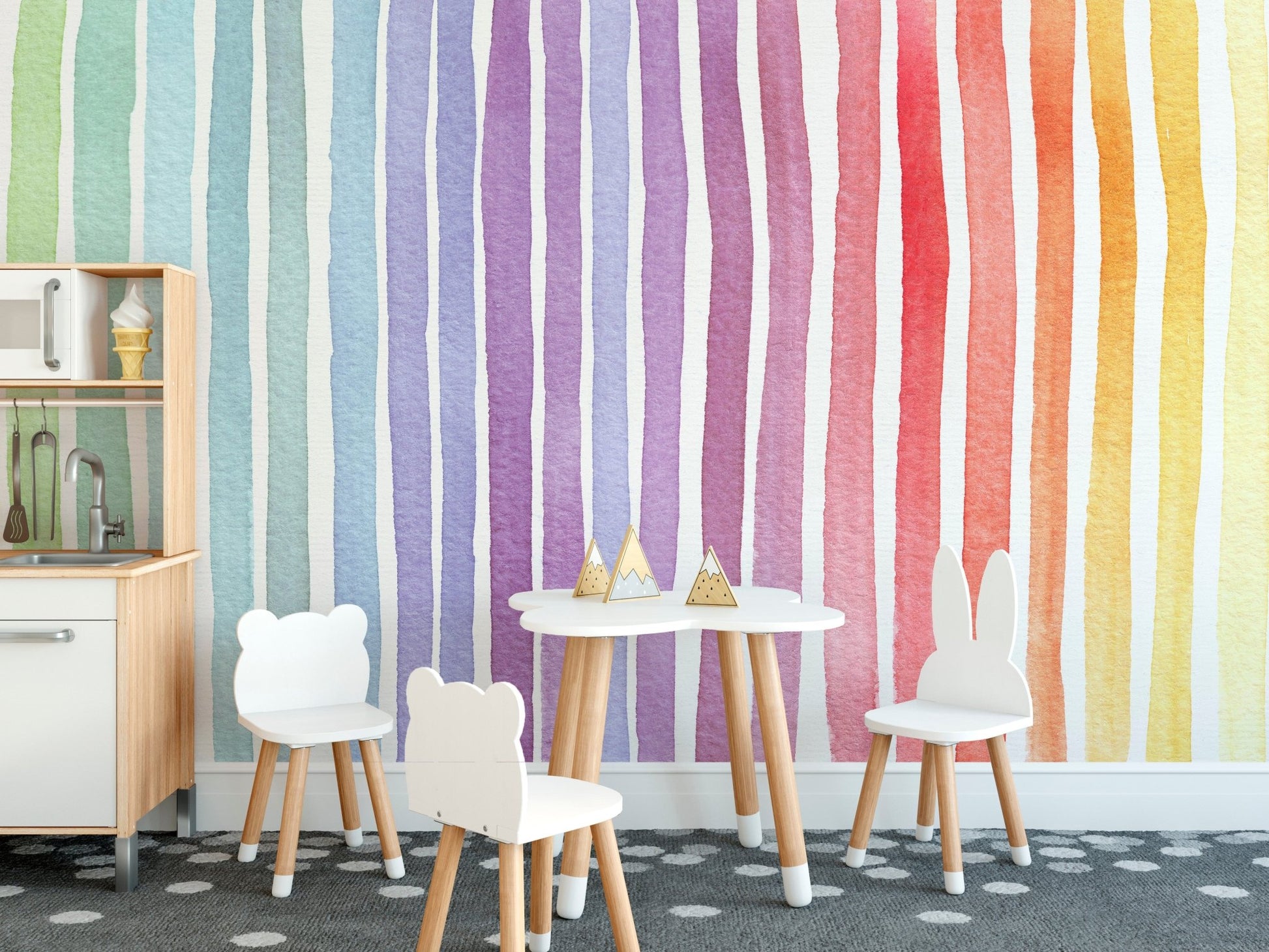 Striped Rainbow Splash Wall Mural for Fun Spaces