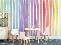 Striped Rainbow Splash Wall Mural for Fun Spaces