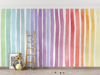 Striped Rainbow Splash Wall Mural with Bold Colors
