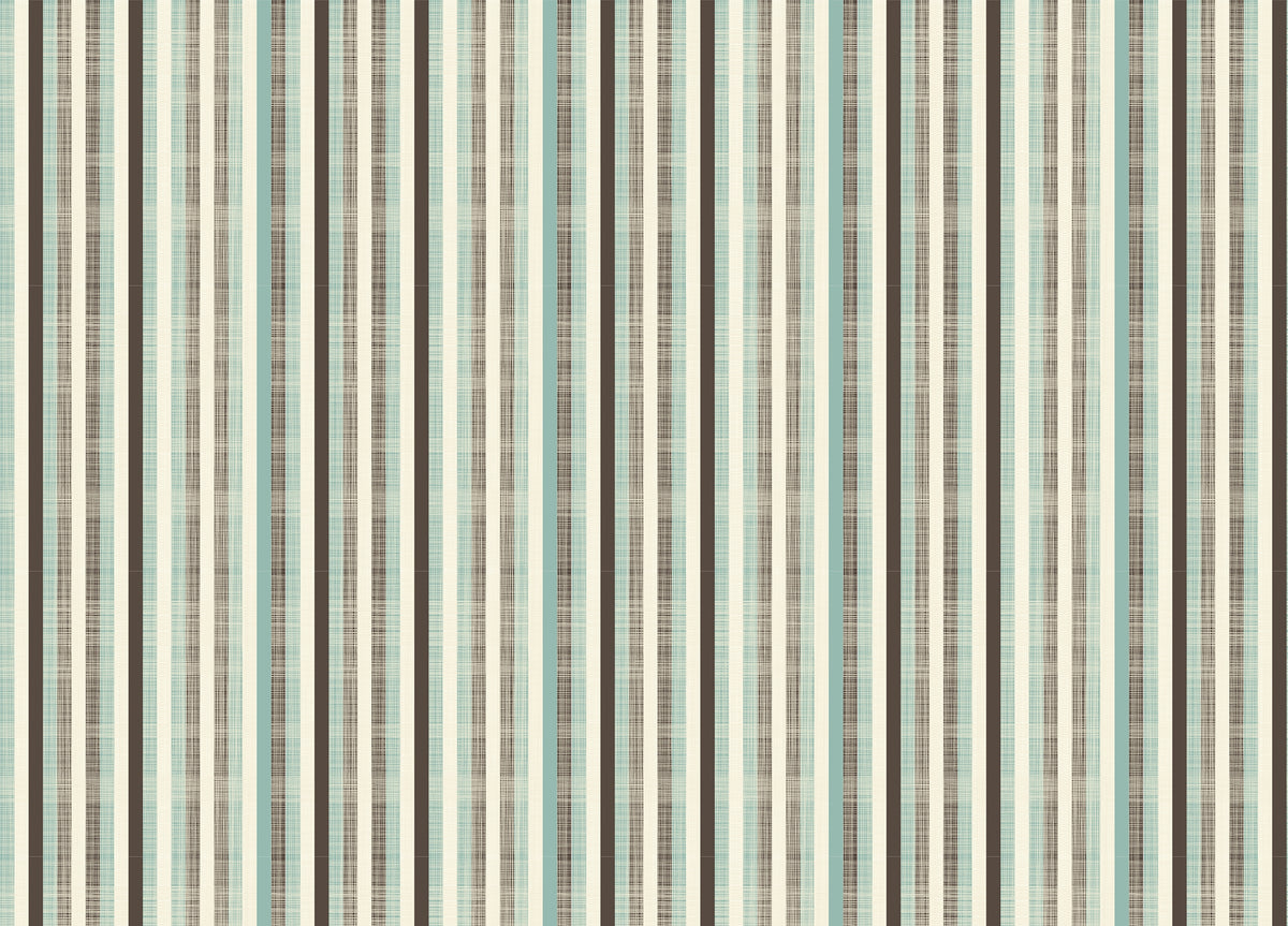Retro Fabric Green Brown Stripe Wallpaper in your room — zoomed