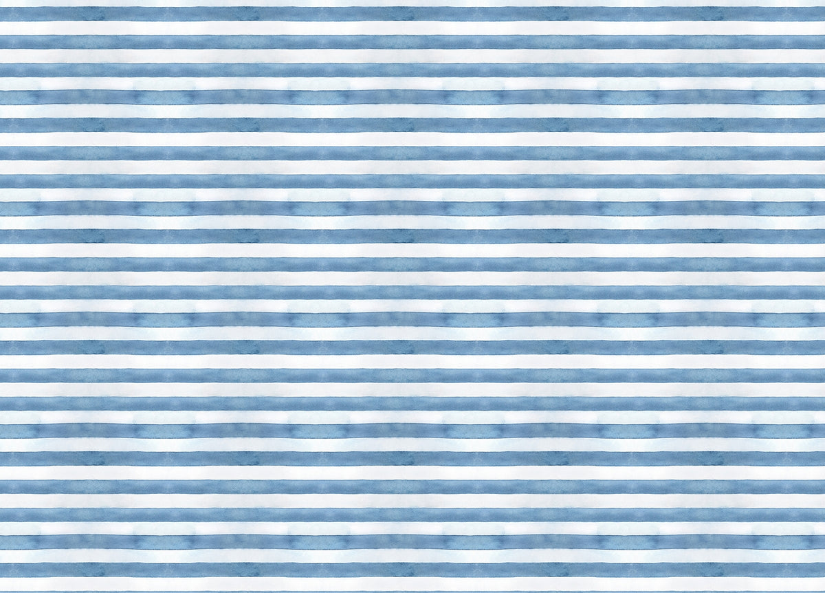 Beautiful Blue and White Watercolor Stripe Wallpaper in your room — zoomed