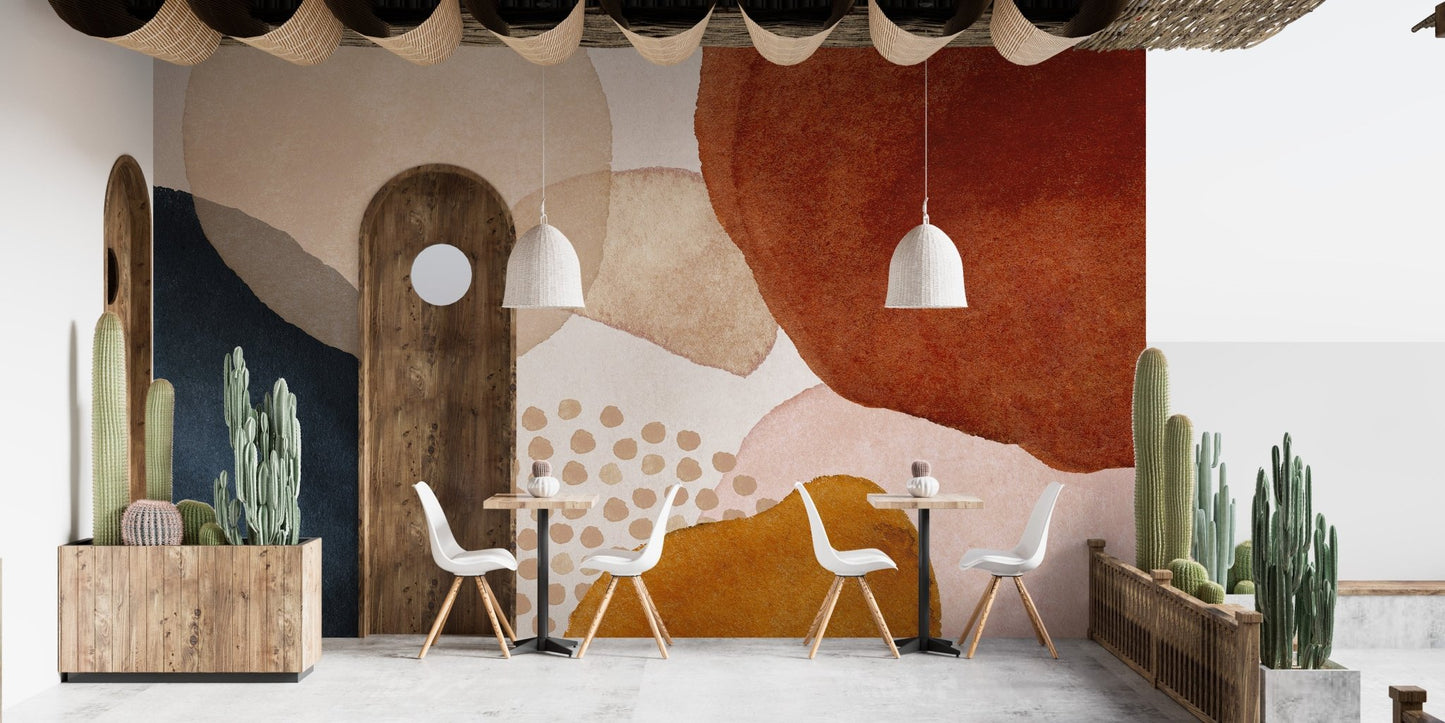 Dining room featuring a large archway and Subtle Watercolor Melody Wall Murals.