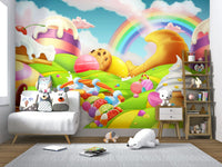 Sugar Rush Paradise mural showing sweet treats in a home office.