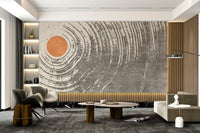 Sun Centered Abstract Circular Mural - Wallanza