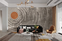 Sun Centered Abstract Circular Mural - Wallanza