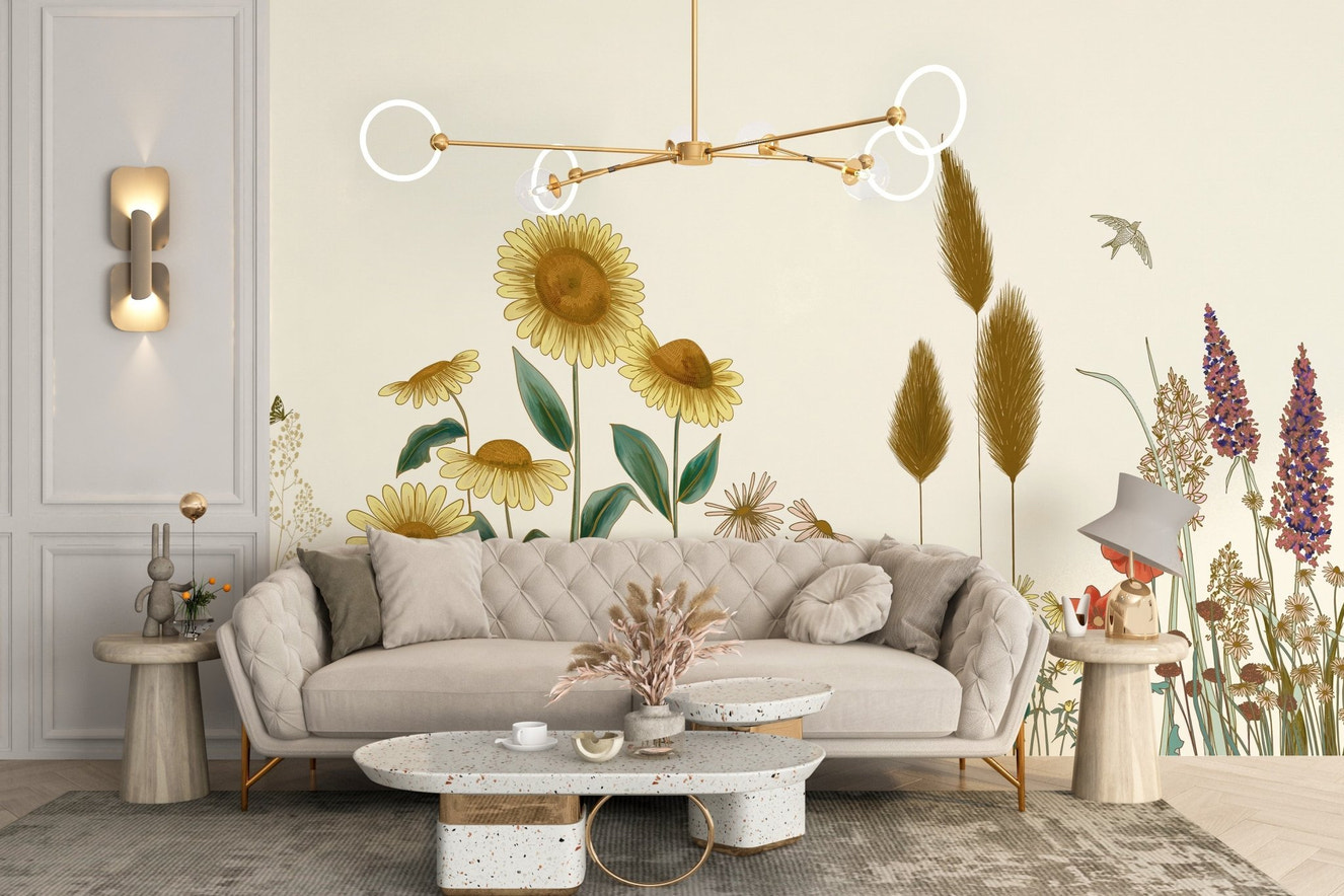 Sunflower Field Wallpaper Mural - Wallanza