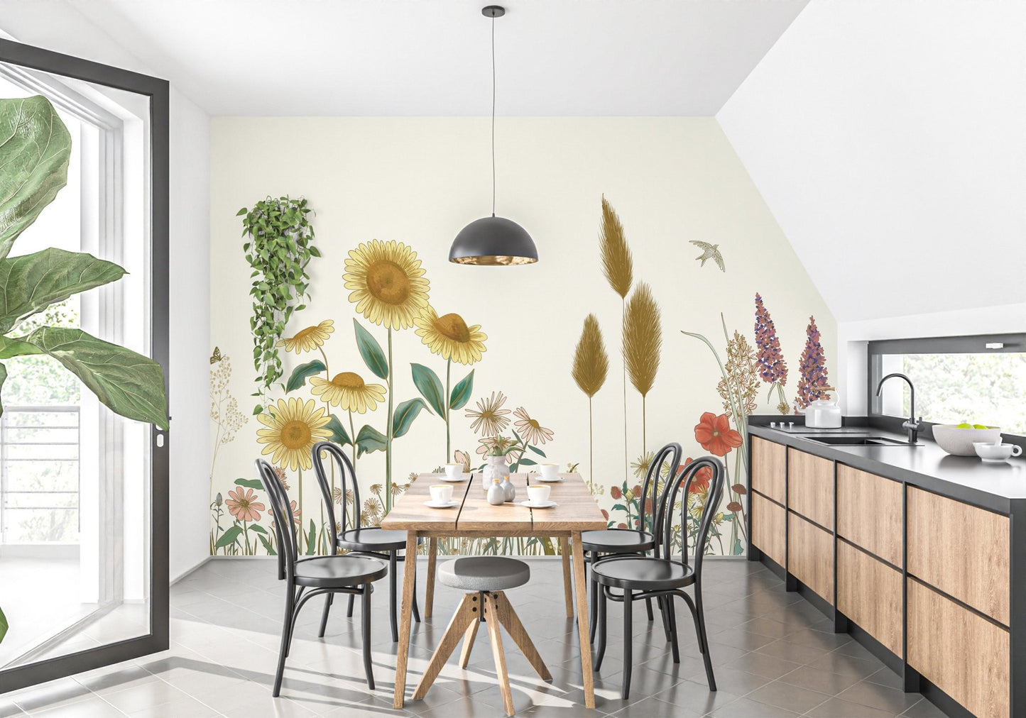 Sunflower Field Wallpaper Mural - Wallanza