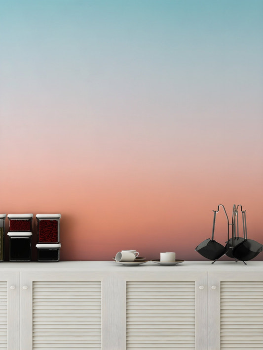 Modern pastel sky wall mural with smooth sunrise color blend.